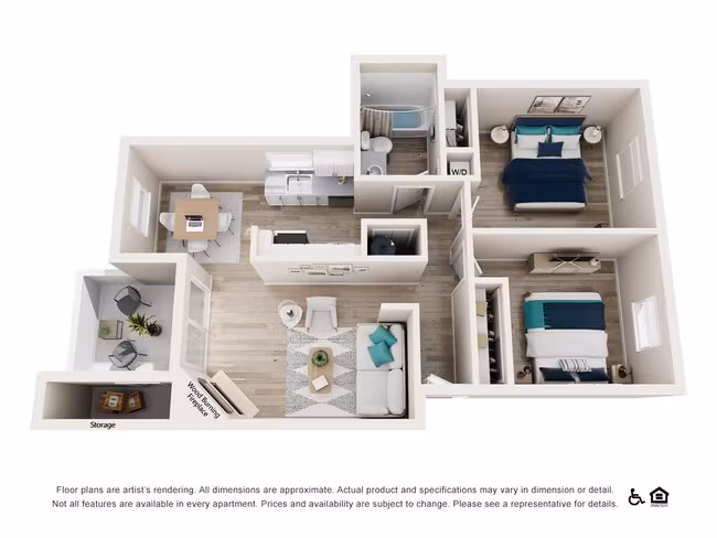 2 Bedroom 1 Bath - Renovated SS-104 floor plan